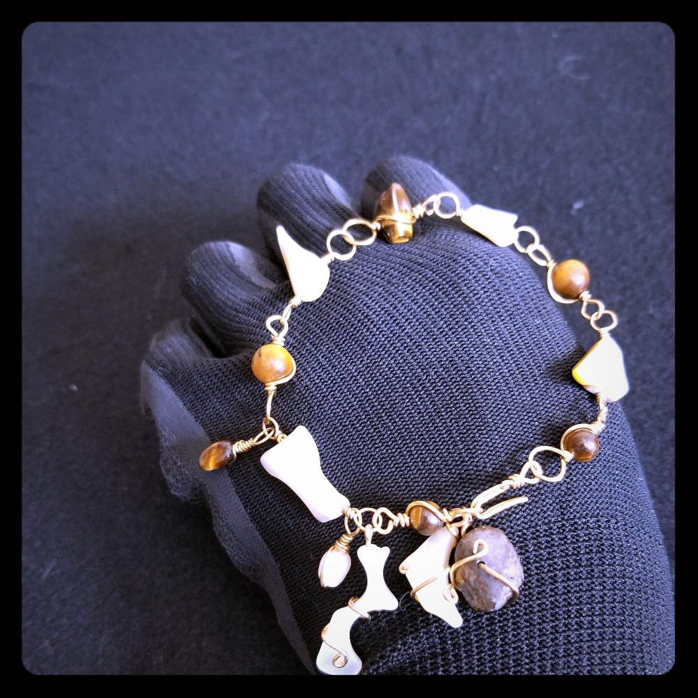 Handmade Brass Stone Bracelet